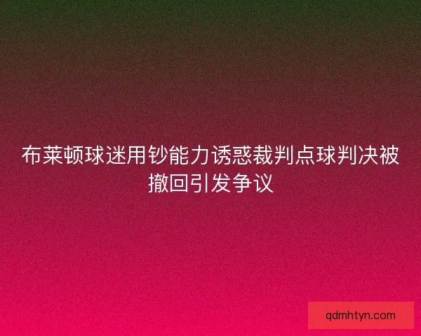 布莱顿球迷用钞能力诱惑裁判点球判决被撤回引发争议